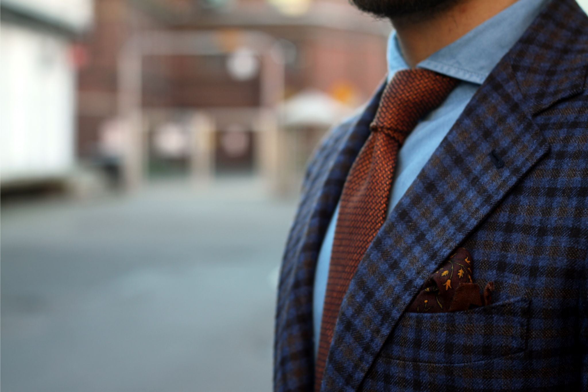 Berg&Berg orange tie with Drake's London pocket square