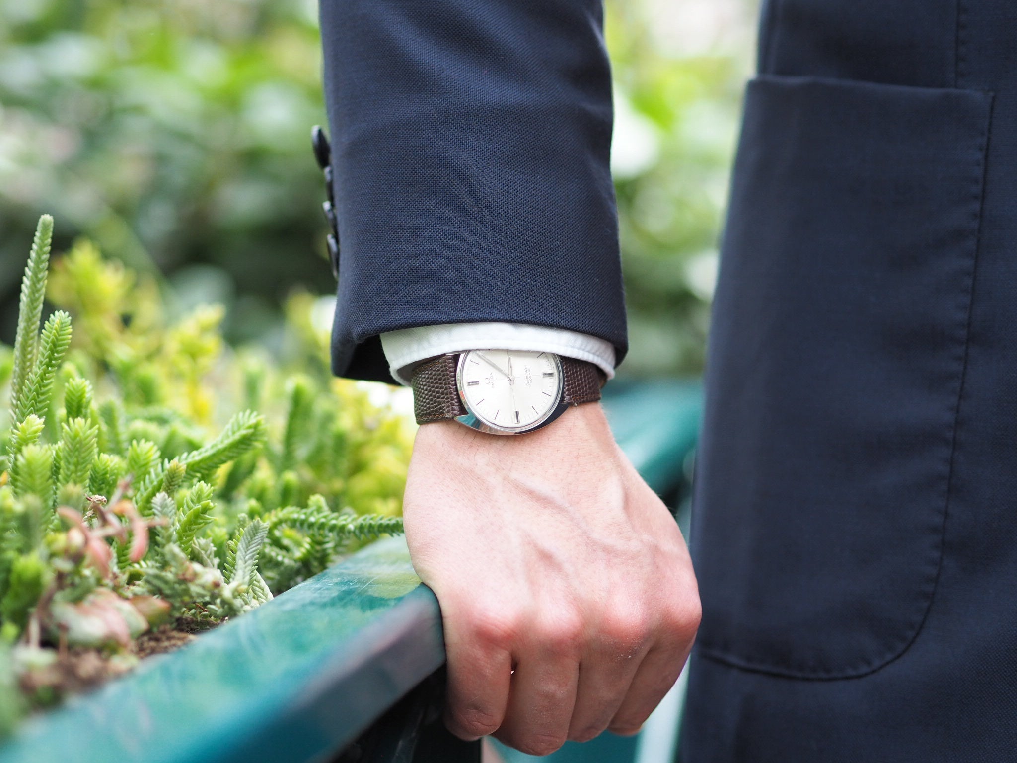 Blue suit with vintage omega seamaster