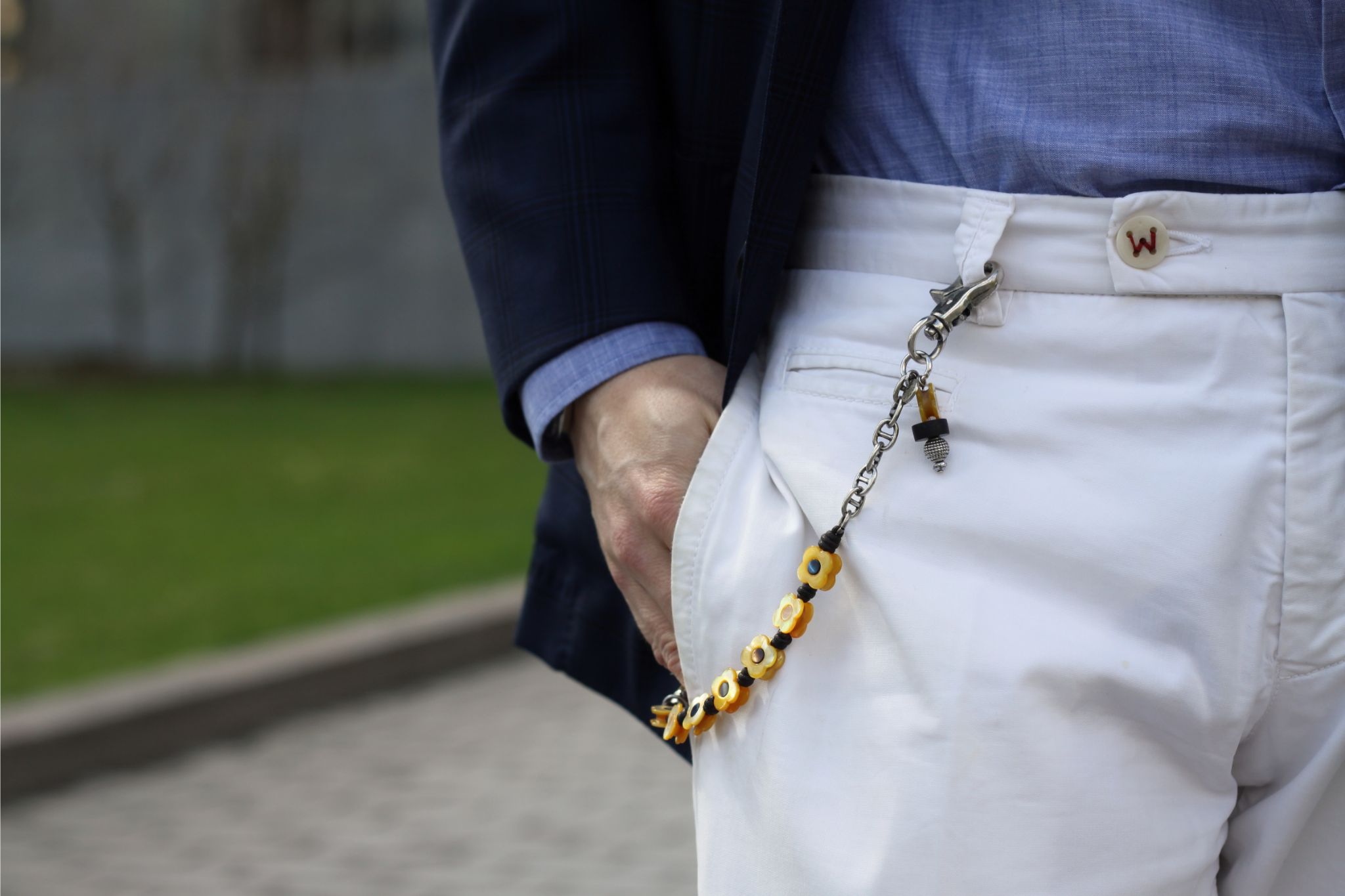 Lardini key chain with Berwich cotton slacks