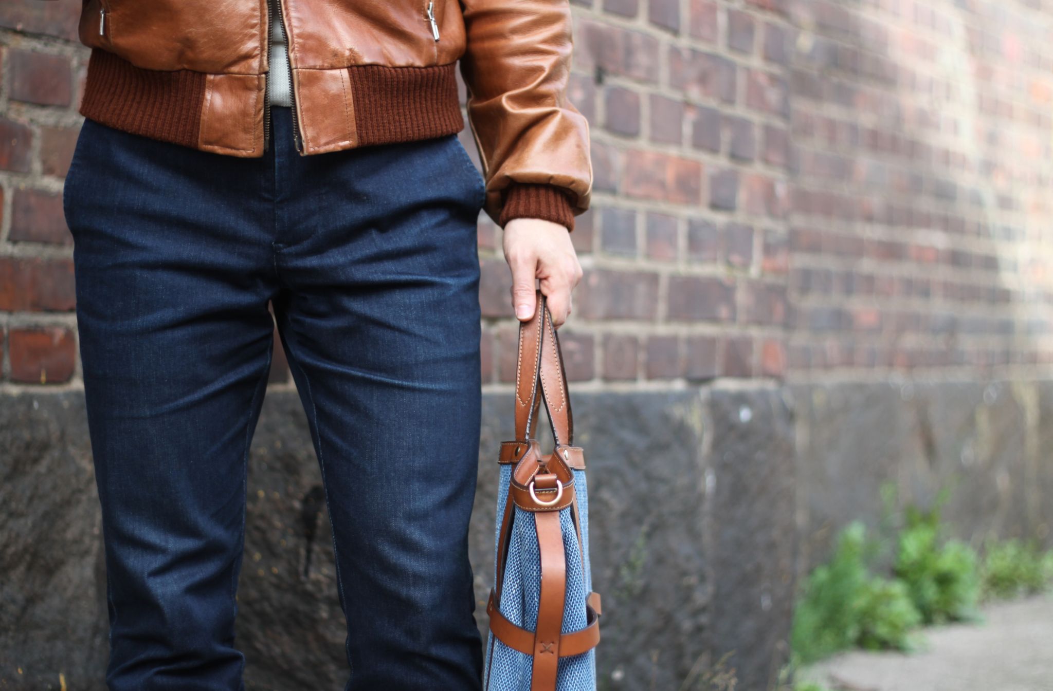 Mismo bag details and A-1 leather jacket.