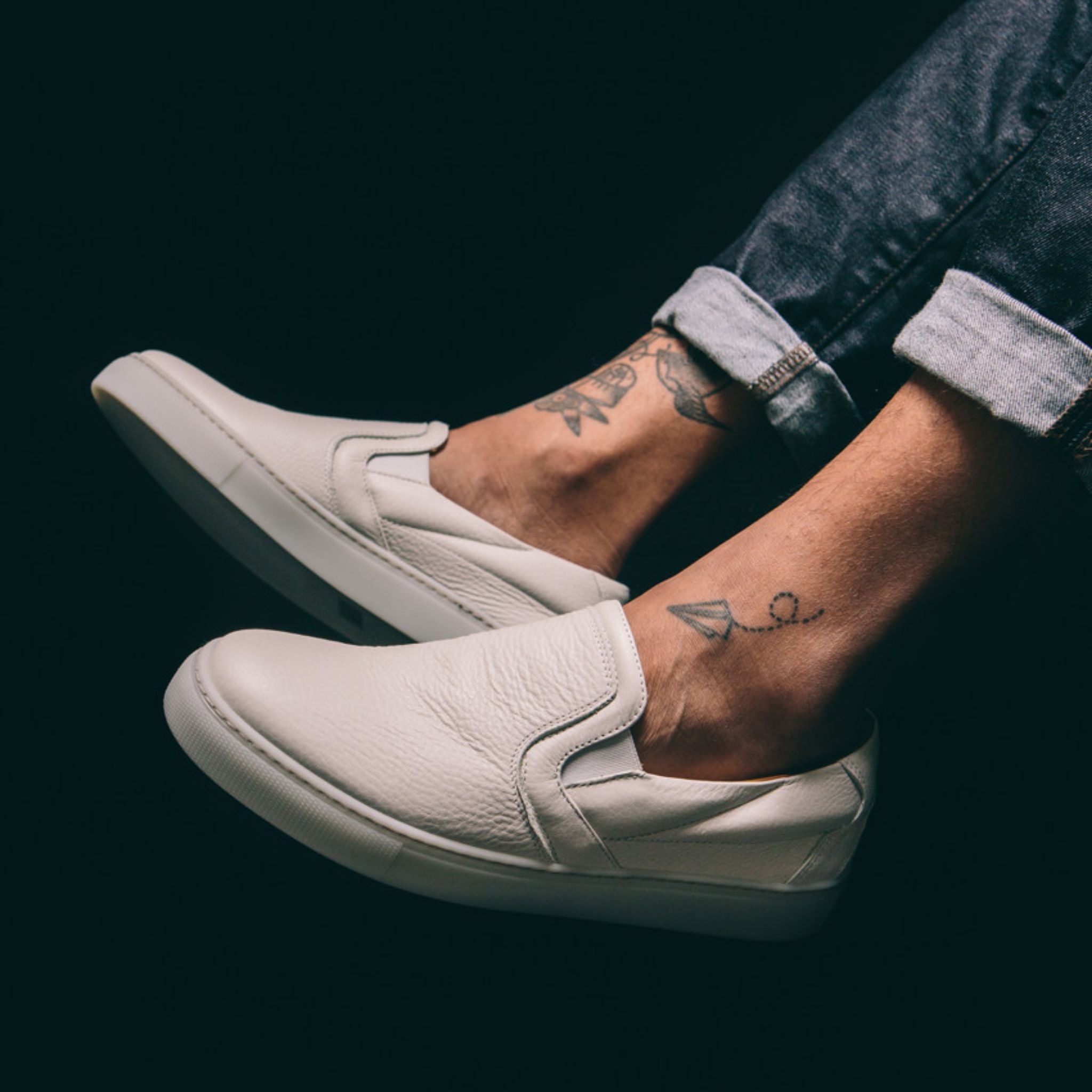 White classic sneakers christian kimber lorne slip-on loafers