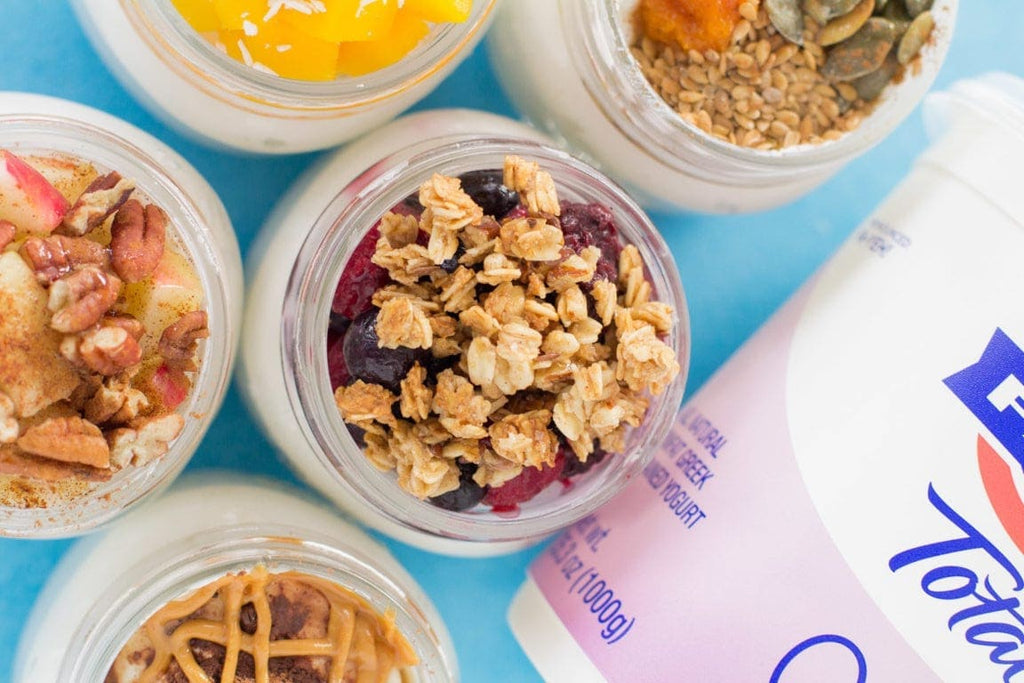 A low cholesterol breakfast of healthy yogurt parfaits