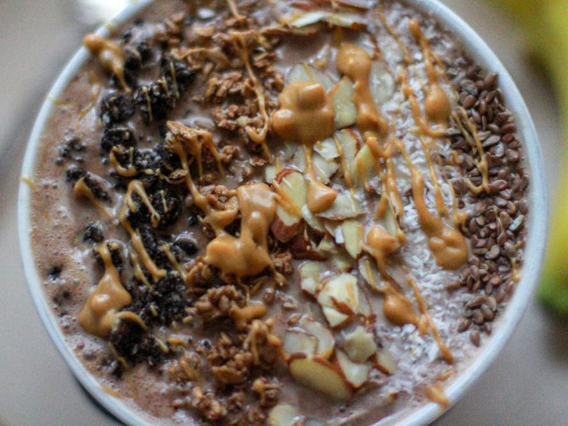 Peanut butter cereal smoothie bowl