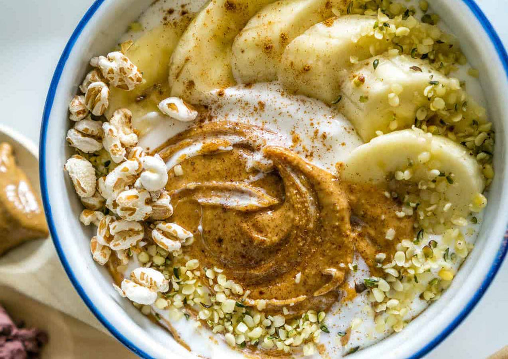 Whipped cottage cheese with almond butter and banana