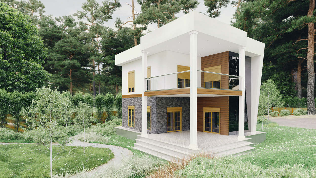 Modern mimari görünüme sahip dubleks ev