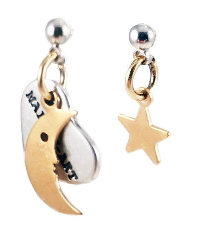 Star and Moon Earrings. Perfect for parties, summer time and gift for her. In 2 Colors.