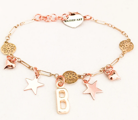 Initial Bracelet Gold for Women. Initial Bracelet Star