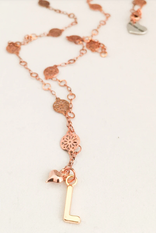Initial Long Necklace Rose Gold. Initial necklaces for Women. Initial Necklace Star