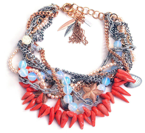 Coral Stones Necklace, summer time necklace, ibiza necklaces