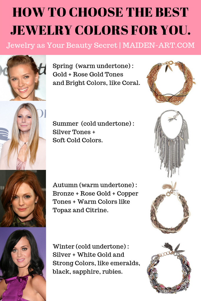How to Choose Metallics Jewelry for your Color Palette, Color Season | Jewelry and Color Analysis | Jewelry as your Beauty Secret | Maiden-Art.com