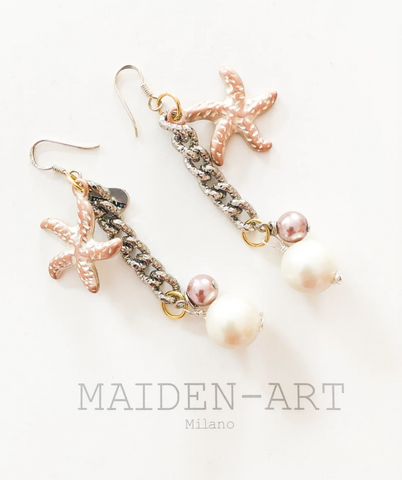 Starfish Earrings, Pearl earrings