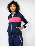 Navy Colourblocked Hooded Sweatshirt