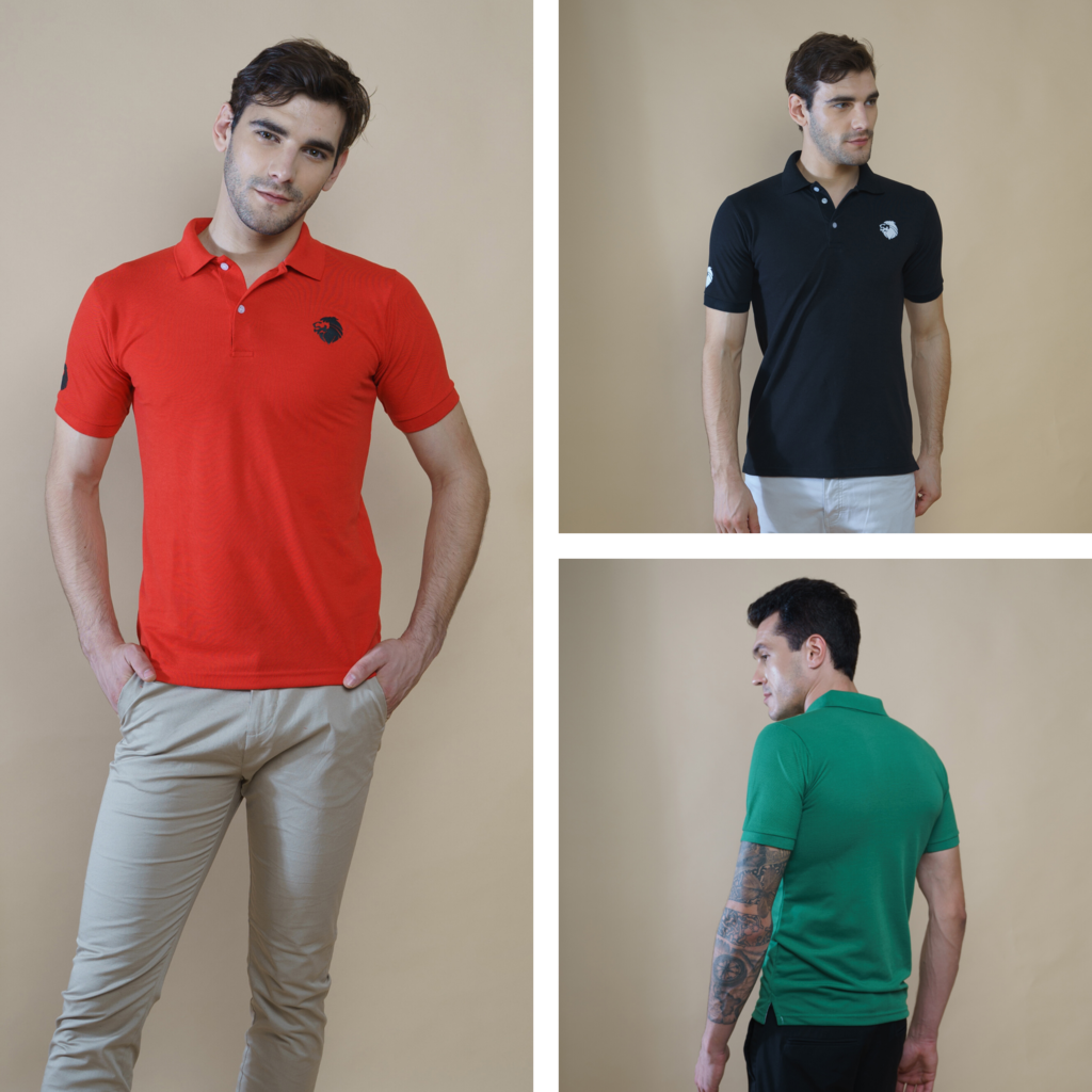 black and red polo t shirt