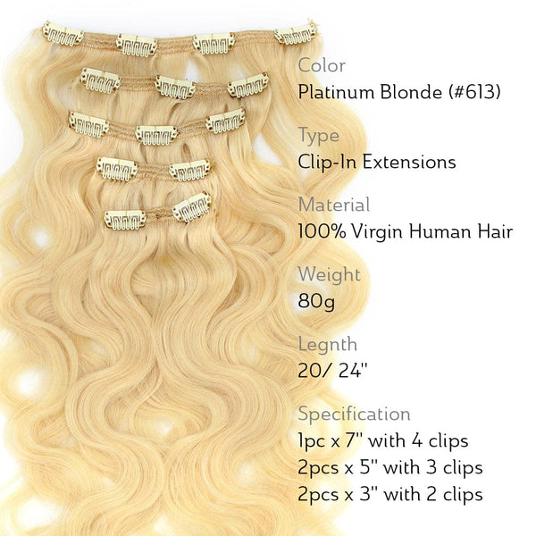 ventilator procent moeilijk Platinum Blonde Straight Clip-In Hair Extensions | Brooklyn Hair