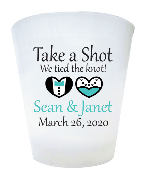 Plastic Shot Glasses 2 Color Print To Match Your Wedding Colors