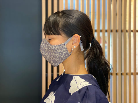 Japanese Silk Kasuri Mask(Hishigata Yamabato)
