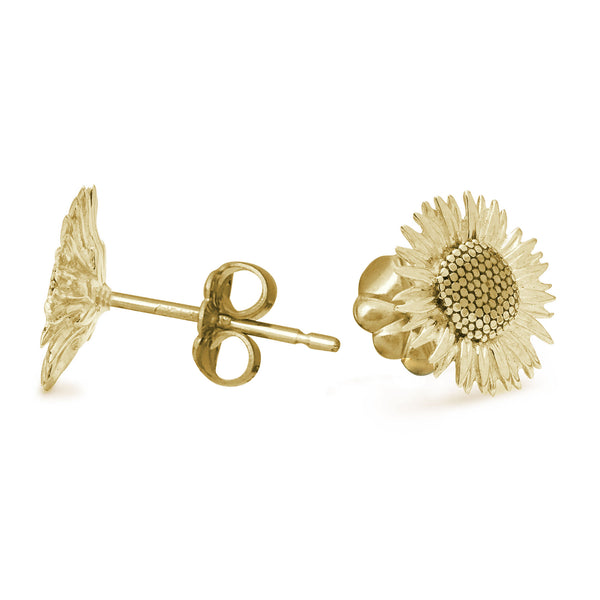 14k gold sunflower earrings