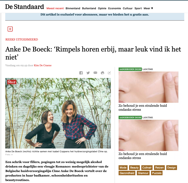 Voorschrijven Vooruitgaan Kiwi De Standaard (NL) – CÎME skincare