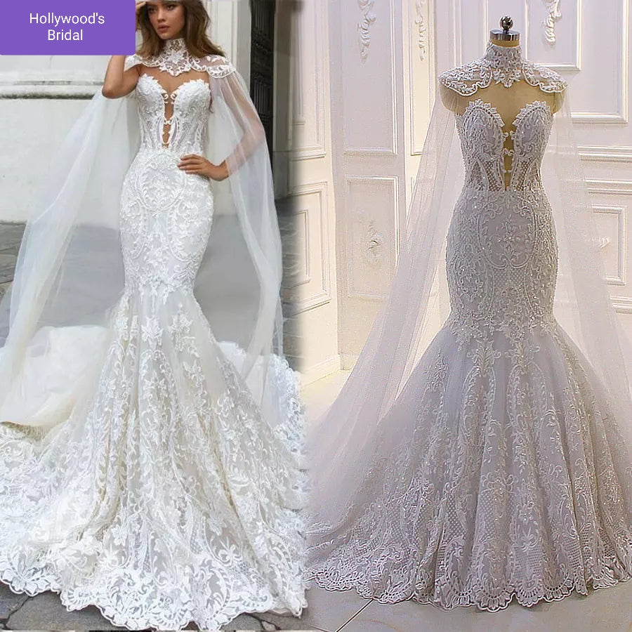 bridal gown with cape