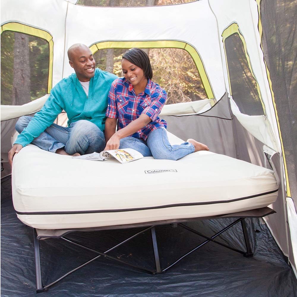 coleman airbed cot with side table