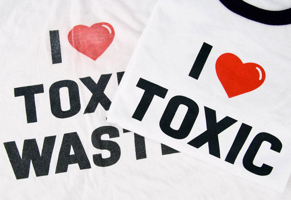 two i love toxic waste shirts, one is faded and one is ne