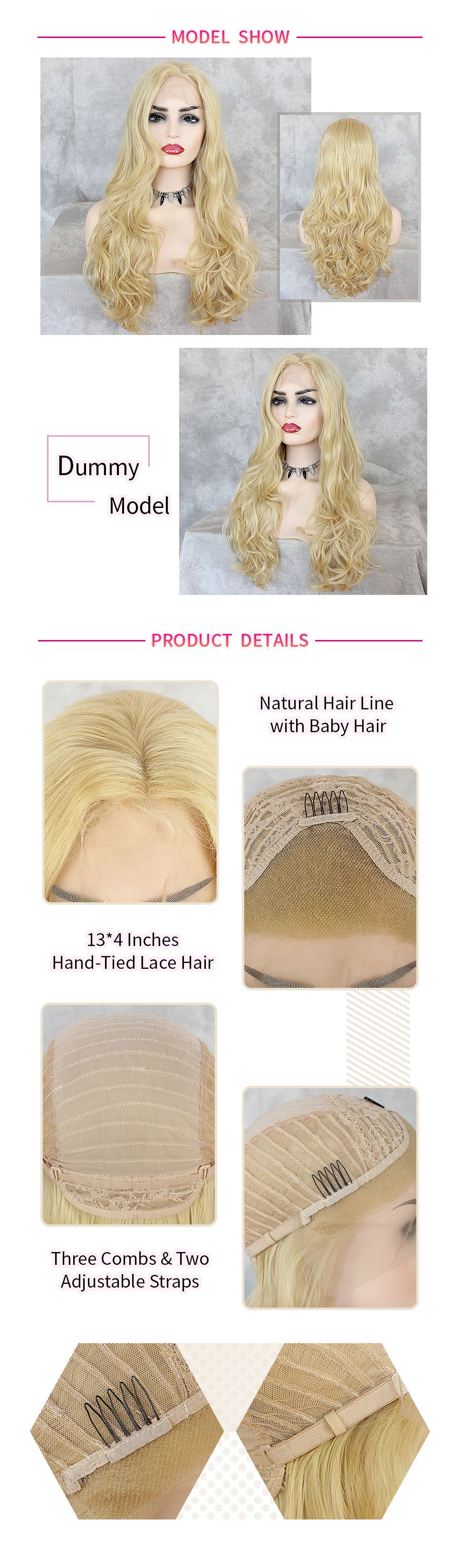 ReadyWig Blonde Body Wave Synthetic Lace Front Wig 24 Inches-hair details