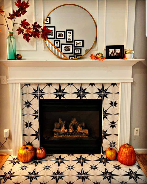 Decorate your fireplace surround with tile stickers