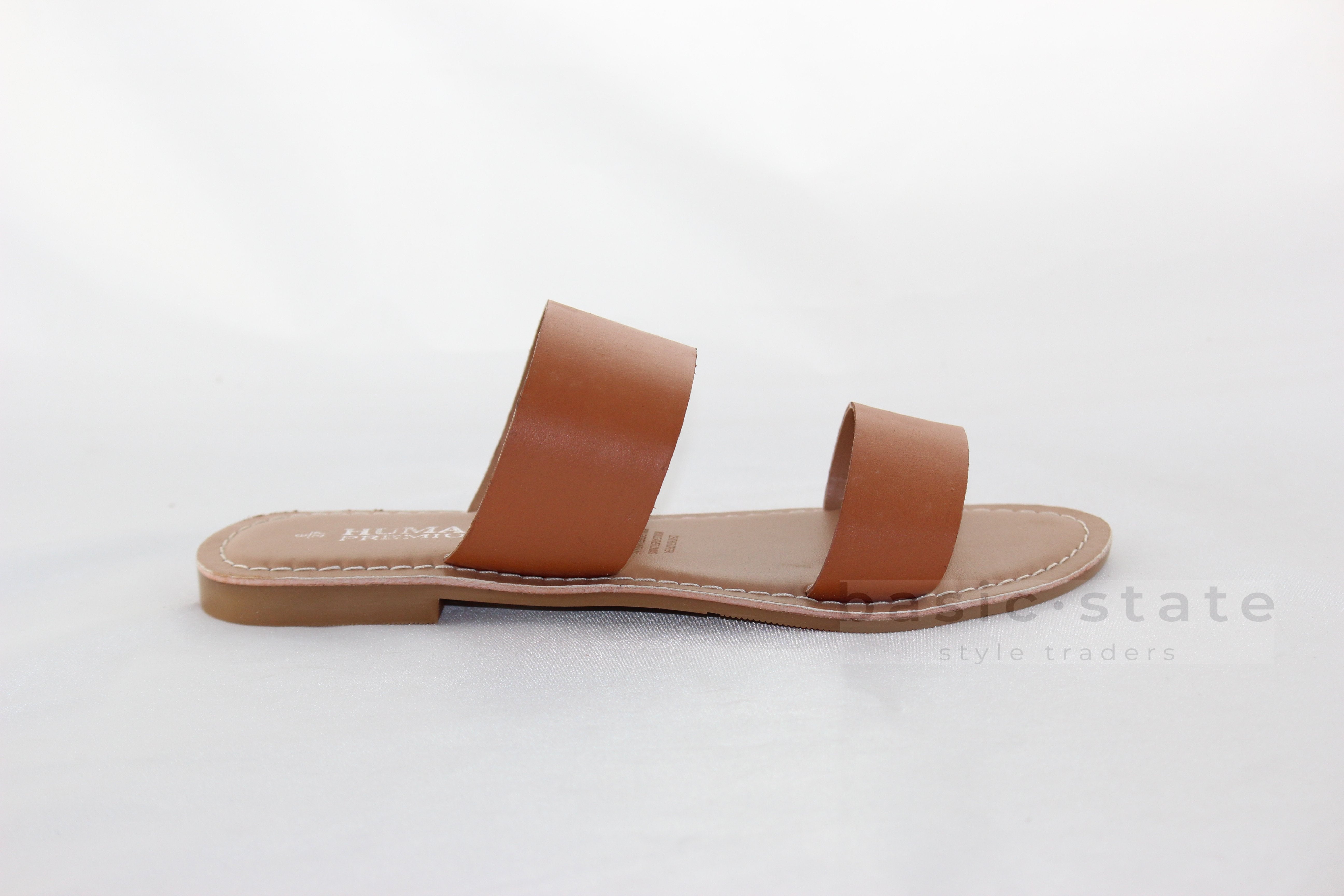Dakota Leather Slides || Tan