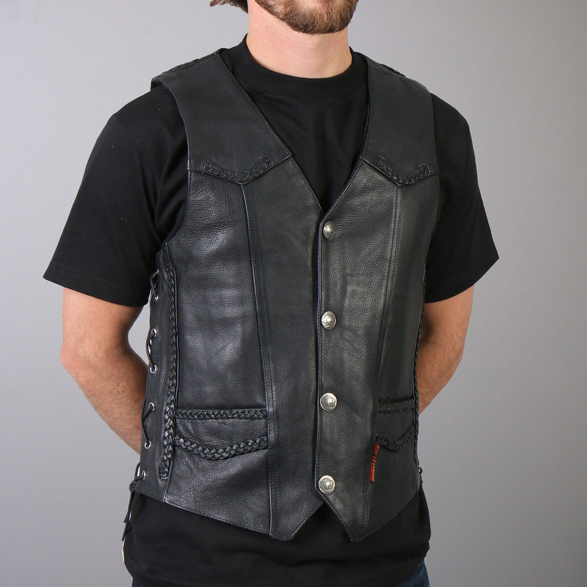 Details about   USA Made Buffalo Nickel Snap Premium Leather Vest 