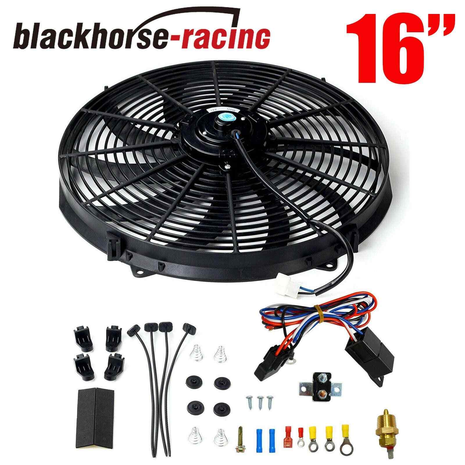 16" Electric Radiator Cooling Fan 12v 3000cfm Thermostat Wiring Switch Relay Kit