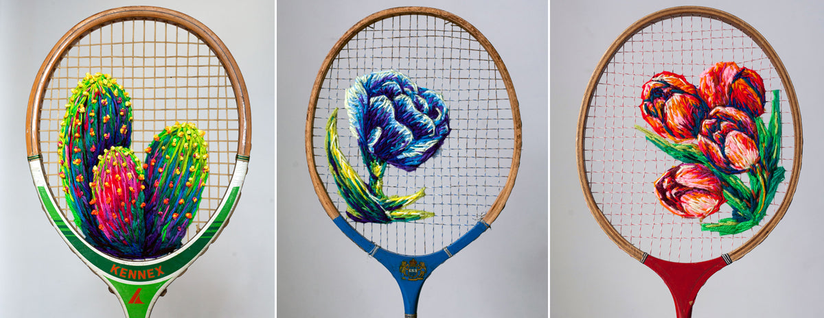 Danielle Clough Embroidered Rackets