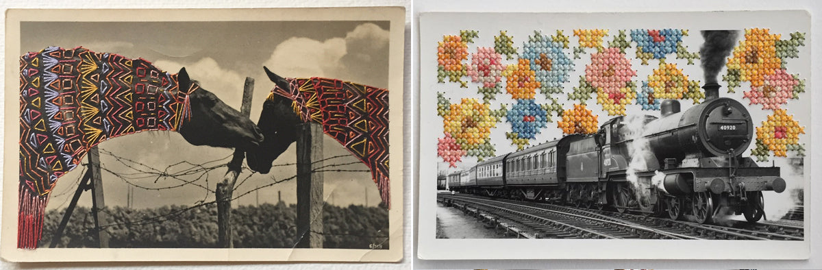 Francesca Cramer embroidered postcards