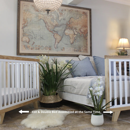 Expecting Again Package Natural - Chelsea Cot & Double Bed - Two Pieces of Furniture assembled at the SAME TIME.