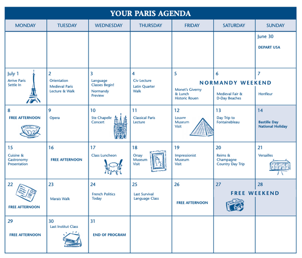 ESA Paris 2019 Calendar