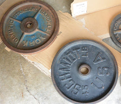 Weight plates before refurb