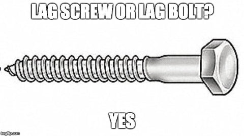 Lag screw or lag bolt for pull-up rig installation