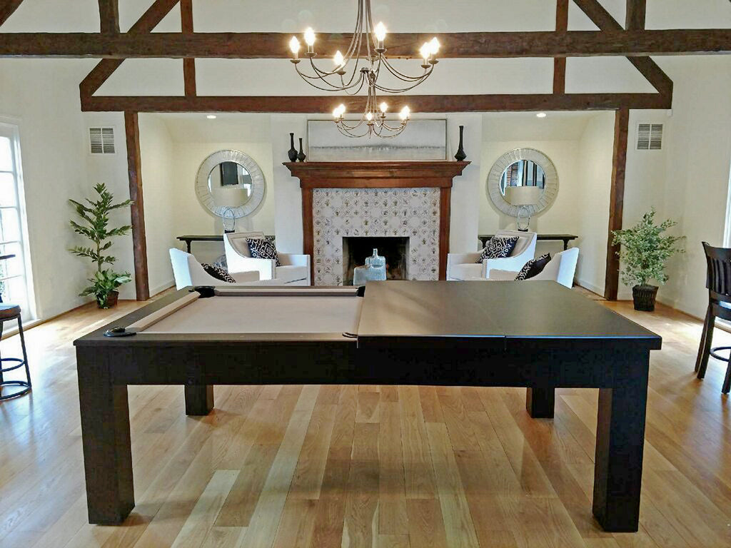 Custom dining pool table 8' khaki cloth with top