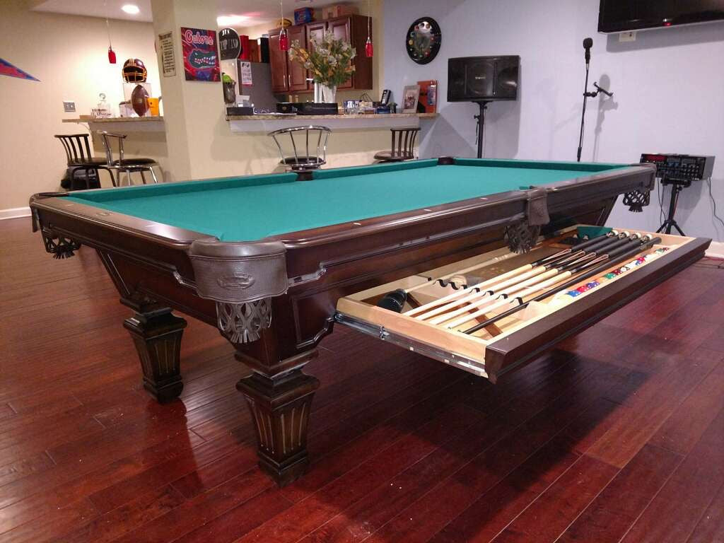 Olhausen hampton pool table heritage cherry finish drawer