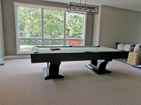 alexandria pool table black lacquer finish side view