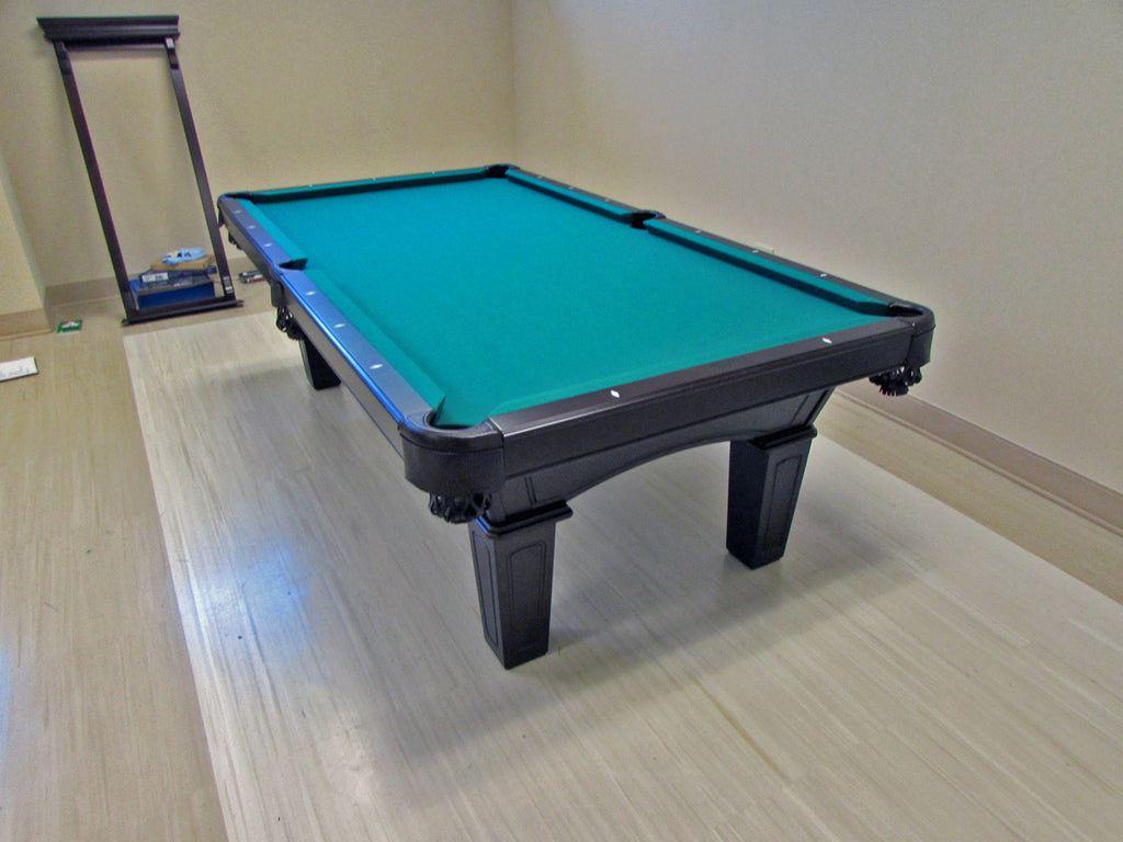 olhausen reno pool table with matching wall cue rack
