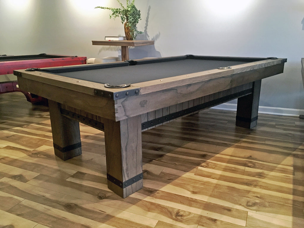 Plank and Hide Morse pool table barnwood finish