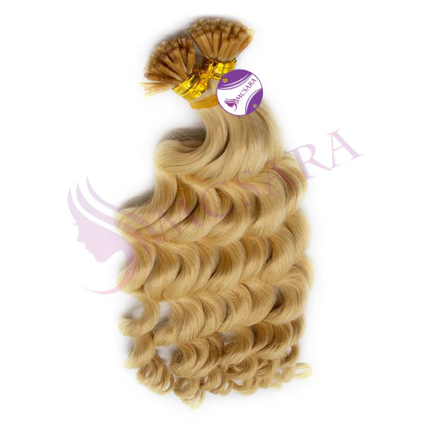 I Tip Curly Hair Extensions Blonde Color Mcsara Hair