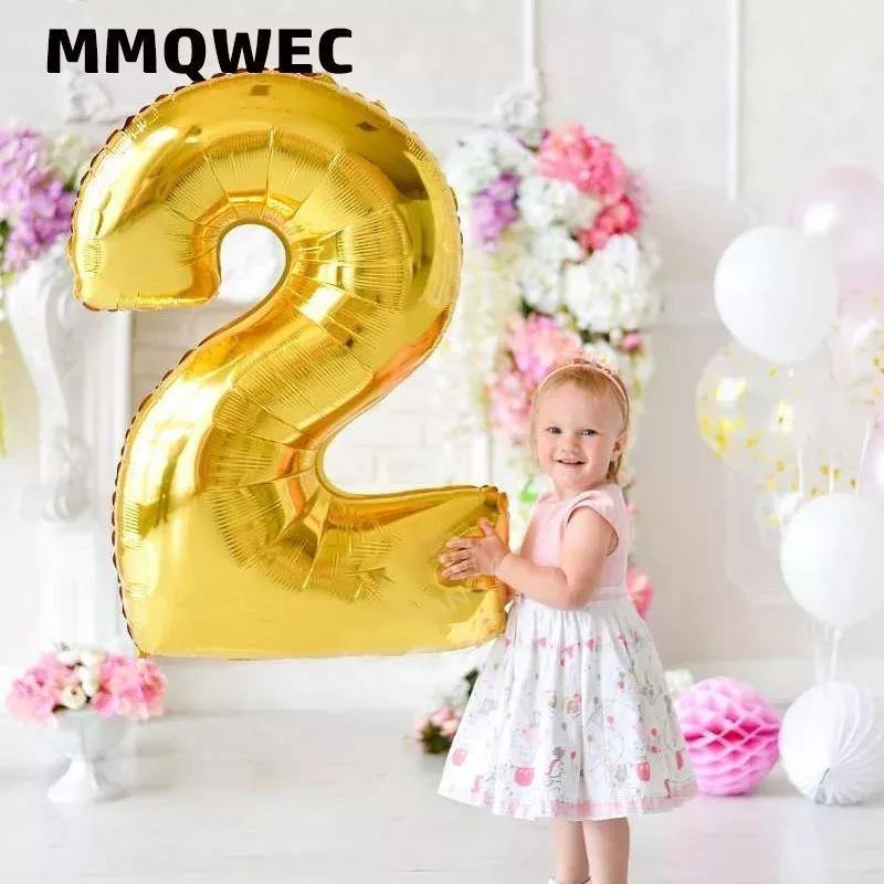 Qishare Baby Girl Boy 1st Birthday Decorations Party Supplies Set Star bunting,Gold Crown Hat Happy Birthday Banner,Latex balloons,Inflator,Foil ribbons Number 1 foil balloon,Heart foil balloon