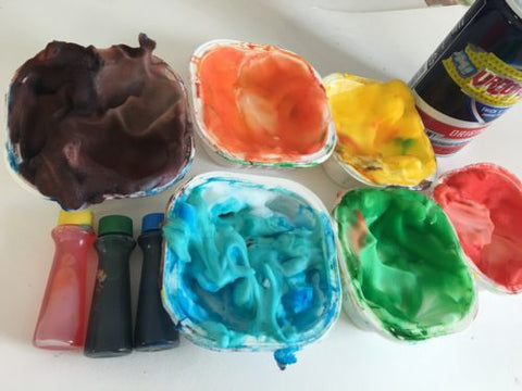 Shaving cream with food coloring