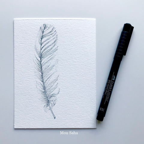 Feather Sketch with Pitt Artist Pen