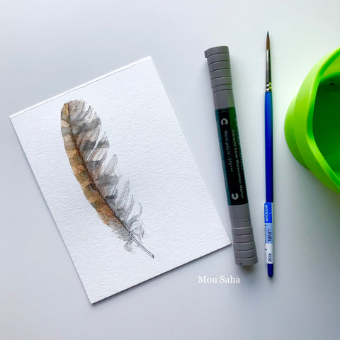 Feather Sketch with Grey Albrecht Dürer Watercolor Markers