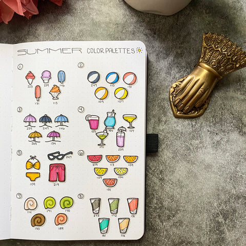 Bullet Journal with summer color palettes