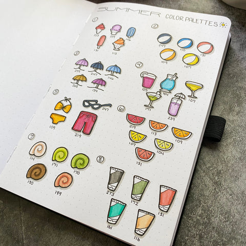 Bullet Journal with summer color palettes 