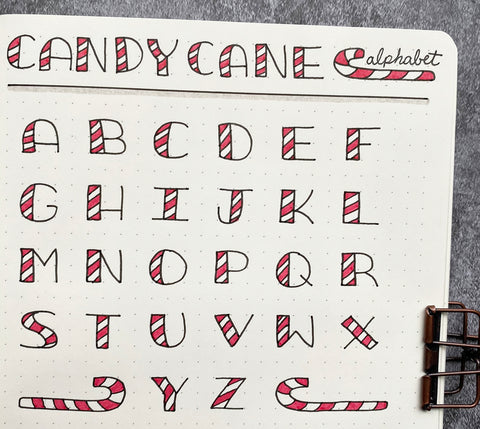 Bullet Journal with Candy Cane Alphabet 