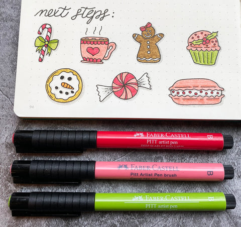 Bullet Journal with Christmas Doodles and Pitt Artist Pens